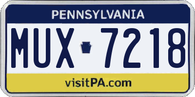 PA license plate MUX7218
