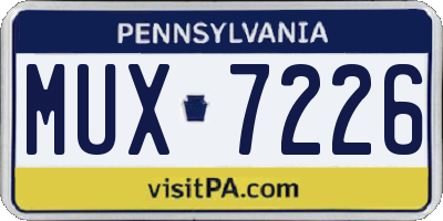 PA license plate MUX7226