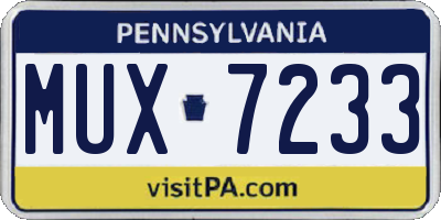 PA license plate MUX7233
