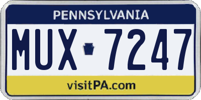 PA license plate MUX7247