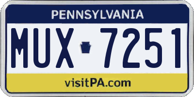PA license plate MUX7251