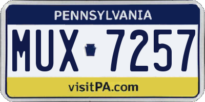 PA license plate MUX7257
