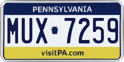 PA license plate MUX7259