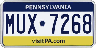 PA license plate MUX7268