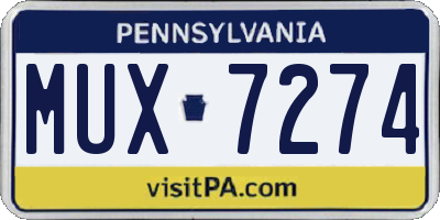 PA license plate MUX7274