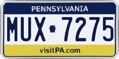 PA license plate MUX7275