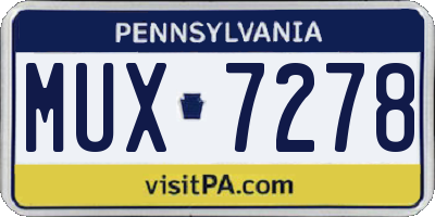 PA license plate MUX7278