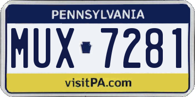 PA license plate MUX7281
