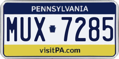 PA license plate MUX7285