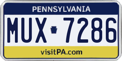 PA license plate MUX7286