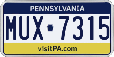 PA license plate MUX7315