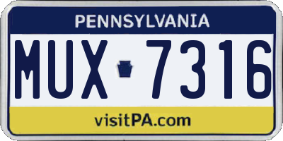 PA license plate MUX7316