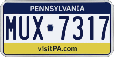 PA license plate MUX7317