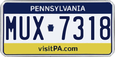 PA license plate MUX7318