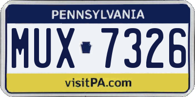PA license plate MUX7326