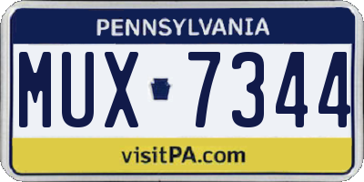 PA license plate MUX7344
