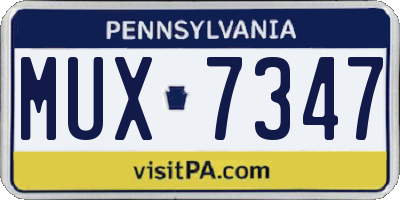 PA license plate MUX7347