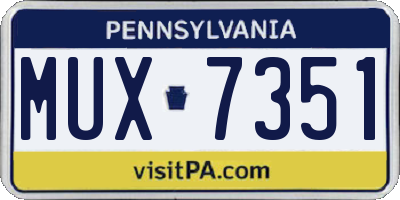 PA license plate MUX7351
