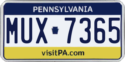 PA license plate MUX7365