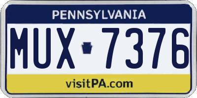 PA license plate MUX7376