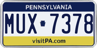 PA license plate MUX7378