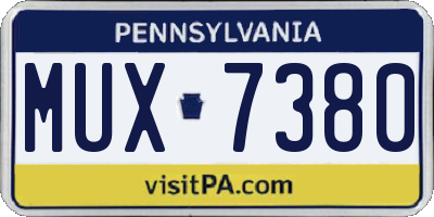 PA license plate MUX7380
