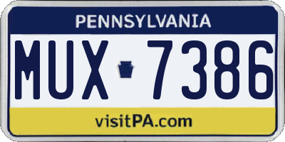 PA license plate MUX7386