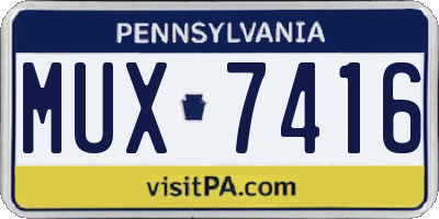 PA license plate MUX7416