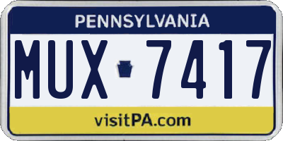 PA license plate MUX7417