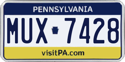 PA license plate MUX7428