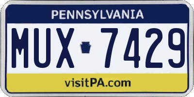 PA license plate MUX7429