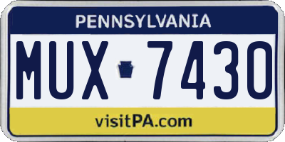 PA license plate MUX7430