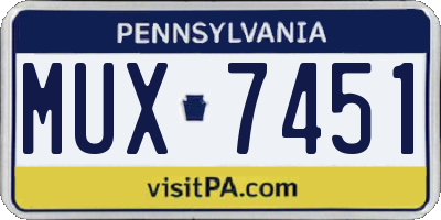 PA license plate MUX7451