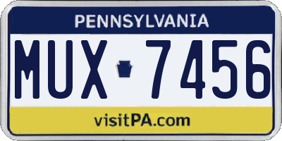 PA license plate MUX7456