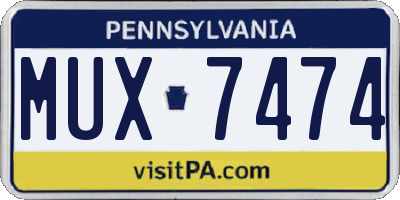 PA license plate MUX7474