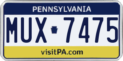 PA license plate MUX7475