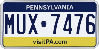 PA license plate MUX7476