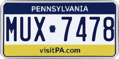 PA license plate MUX7478