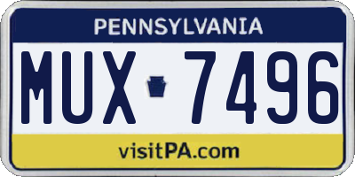 PA license plate MUX7496