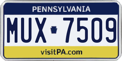 PA license plate MUX7509