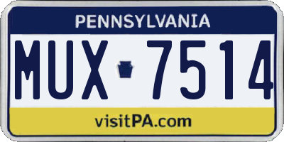 PA license plate MUX7514