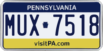 PA license plate MUX7518