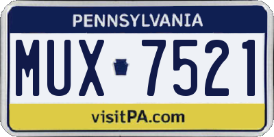 PA license plate MUX7521