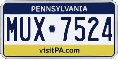 PA license plate MUX7524