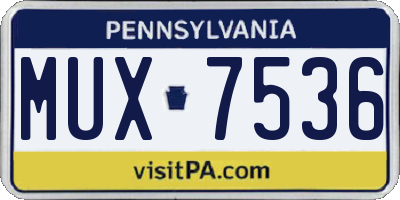 PA license plate MUX7536