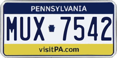 PA license plate MUX7542