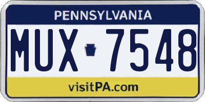 PA license plate MUX7548