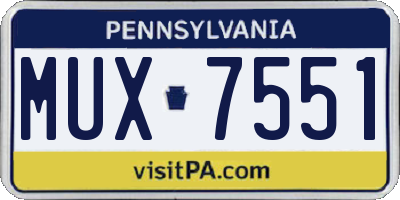PA license plate MUX7551