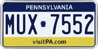 PA license plate MUX7552