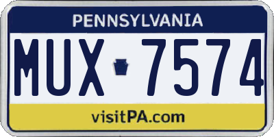 PA license plate MUX7574